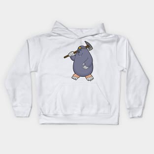 Mole as Farmer with Pickaxe & Spotlight Kids Hoodie